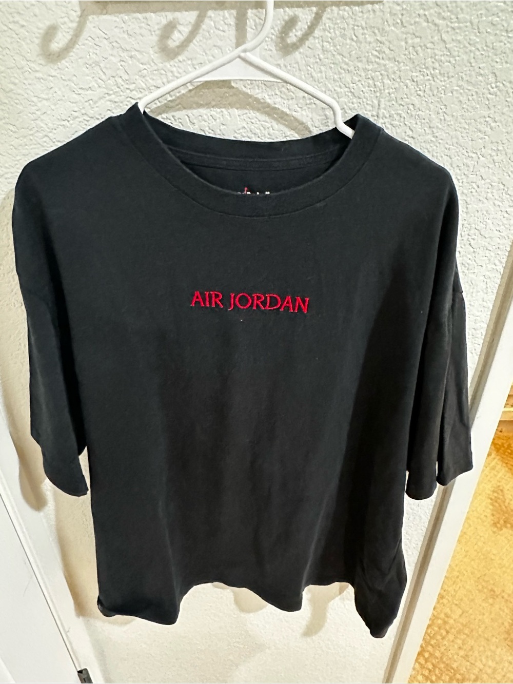Jordan Black T-Shirt with Red "Air Jordan" Embroidery